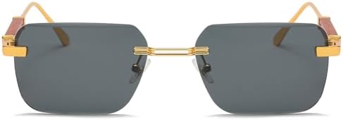 Kachawoo Double Bridge Flattop Sunglasses - Big Square Metal Frame, UV400 Protection, Unisex