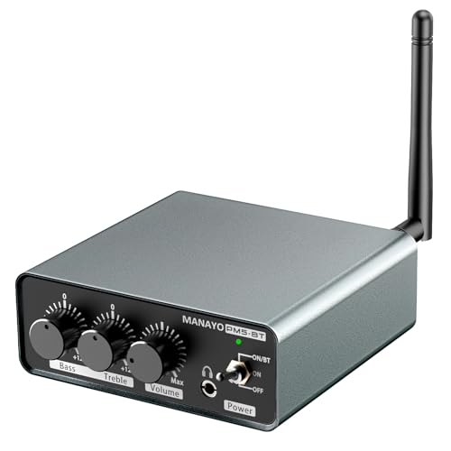 MANAYO Phono Preamplifier for Turntable with Bluetooth 5.3 Transmitter, Hi-Fi Stereo Audio Preamp with Bass Treble EQ, Phono/Line Mode Switch for Turntables, BT Speaker & Headphone