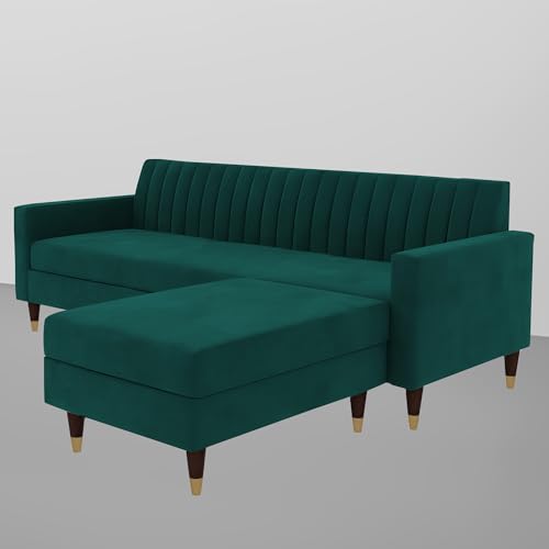 Image of Casaliving Garcia 4 Seater L Shape Convertible Sofa Set for Living Room, 3 Seater & Ottoman Modular Sectional Couch for Small Space (Pine Colour Premium Fabric)