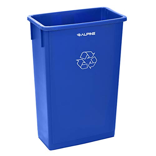 Alpine Industries 23 Gallon Slim Trash Can - Compact Garbage Bin - Wide Open Top Slender Durable Plastic Waste Container Ideal for Homes Offices and Other Commercial Space (Blue)