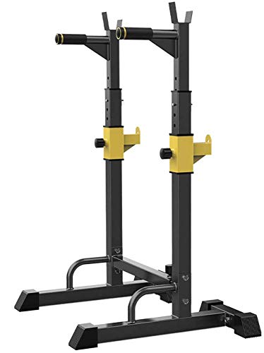 DZKU Regulable Soporte Barra Pesas Rack, MAX 250 Kg Acero, Rack Sentadillas y Dominadas, Olympic Soporte Barra Press Banca, para Gimnasio en Casa