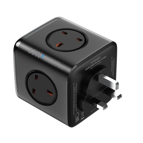 Socket Cube USB C Power Strip with 4 Outlets 3250W and 30W USB C Charging for iPhone 16/15/14, iPad,MacBook, Galaxy, Power Delivery Charging for Game, Dorm Rooms, Home, Office, Black