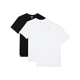 Lacoste Men's 100% Cotton Regular Fit Crew Neck Undershirt, 3-Pack (Amazon Exclusives), White/White/Black, Medium