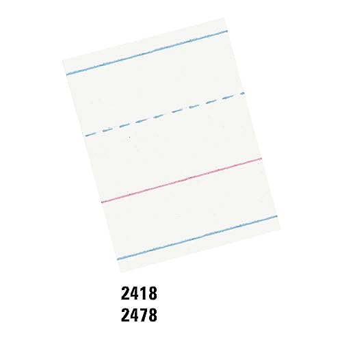 Pacon Handwriting Paper, Zaner-Bloser Grades Pre-K & K, 1-1/8" x 9/16" x 9/16" Ruled 10-1/2" x 8", Ruled Long, 40 Sheets