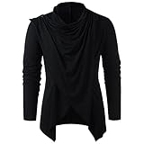 F_Gotal Mens Shirt Men Pirate Medieval Shirts Long Sleeve Crew Neck Casual Vintage Cowl Neck T-Shirt Tops Blouse Pullover Jumper Sweatshirt G-a-black XX-Large