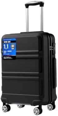 KONO Handgepäck Koffer 55x40x20cm-Ryanair/EasyJet und Vueling | TSA-Schloss, YKK-Reißverschluss, 360°-Doppelrollen, Leichter Kabinenkoffer, Schwarz