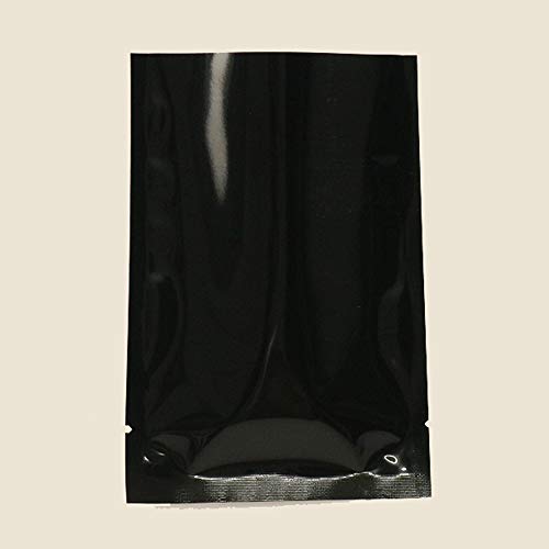 100 Pack Aluminum Foil Smell Proof Pouch Heat Seal Open Top Flat Mylar Bags Food Storage Packaging Vacuum Coffee Candy Tea Foil Pouch With Tear Notch Glossy Black 9x13cm 35x51