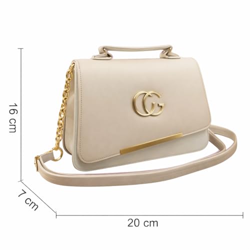 Image of ETLIS Women's Stylish Sling Bag | Faux Leather Crossbody Handbag with Gold Chain Strap | Small Shoulder Purse for Daily Use, Party & Travel