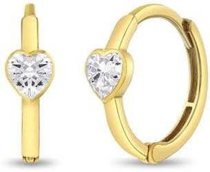 ANGEL SALES 1.50Ct Heart Cut Diamond Clip On Women's Huggie Hoop Earrings 14k Yellow Gold Finish 925 Sterling Silver