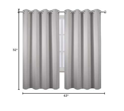 Image of LEMOMO Light Grey Blackout Curtains 52 x 63 Inch Length /Set of 2 Curtain Panels /Thermal Insulated Room Darkening Blackout Curtains for Bedroom