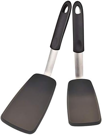 Set 2 Flexible Silicone Spatula Heat Resistant up to 600oF Turner Steel Strong Blade Edges for Cooking