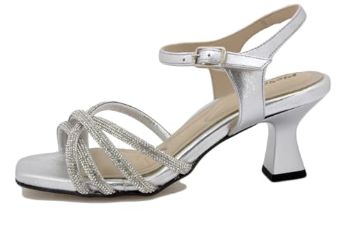Sandales PieSanto 240260 pour femme avec talon tubulaire et strass acier