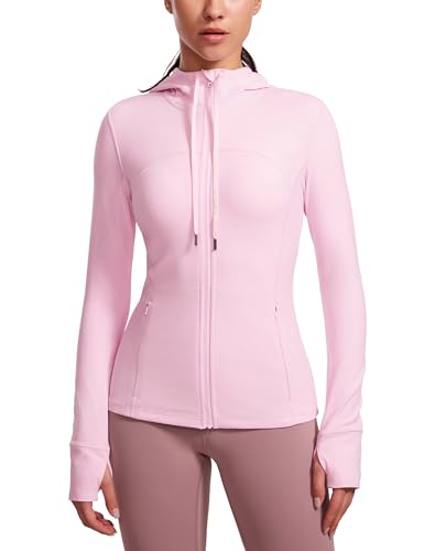 Image of CRZ YOGA Butterluxe Hoodie Jackets Hip Length | Extremely Soft, Athletic, Slim Fit, Full Zip, Back Mesh Vent, Side Zip Pockets, Thumb Holes, for Women