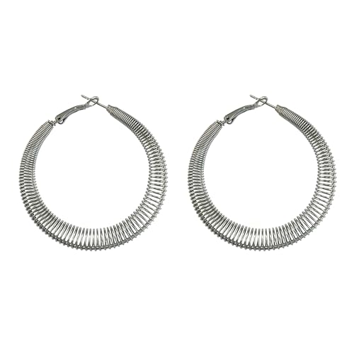 Boucles d'oreilles créoles Vénus en acier inoxydable argenté 5 cm anti-allergie