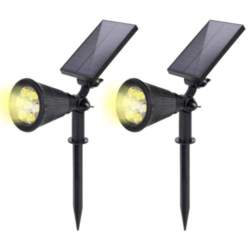 SALCAR 2 Stück Solarlampe für außen mit Erdspieß, Solarleuchten für Außen mit 1800 mAh Akku, Solar Wegeleuchten - Warmweiß