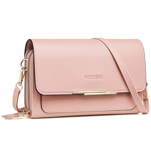 Roulens Sac Téléphone Portable Femme - Petit Sac Bandoulière Femme - Sac à Bandoulière Femme en Cuir PU - Sac À Bandoulière Petit avec Réglables Bandoulière