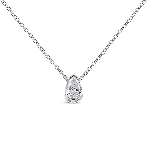 Haus of Brilliance 14K White Gold 1/5 Cttw Pear Shape Solitaire Diamond 18" Pendant Necklace (G-H Color, VS2-SI1 Clarity)