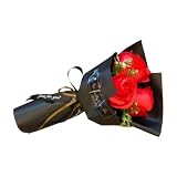 3 rote künstliche Rosenstrauß, Seife, Blütenblätter, Valentinstagsgeschenke für Frauen, Beste...