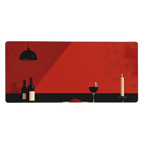 Grand tapis de souris de jeu rouge en caoutchouc pour bureau de gamer