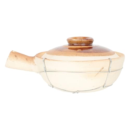 SHINEOFI Cocotte Terre Cuite à Poignée Unique Casserole Résistante Chaleur pour Cuisson Maison de Riz Soupe et Braisés Pot Argile Pratique et Facile à Nettoyer