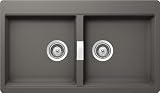 SCHOCK | Lavello Cucina Horizont N200 2 Vasche, Vasche Reversibili, Materiale ®Cristadur, Silverstone, 860x500mm