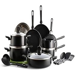 Ollas Y Sartenes Saludables GreenPan Memphis Healthy - Juego de ollas y sartenes antiadherentes de cerámica saludable, 20 piezas, sin PFAS, inducción, apto para horno, color negro