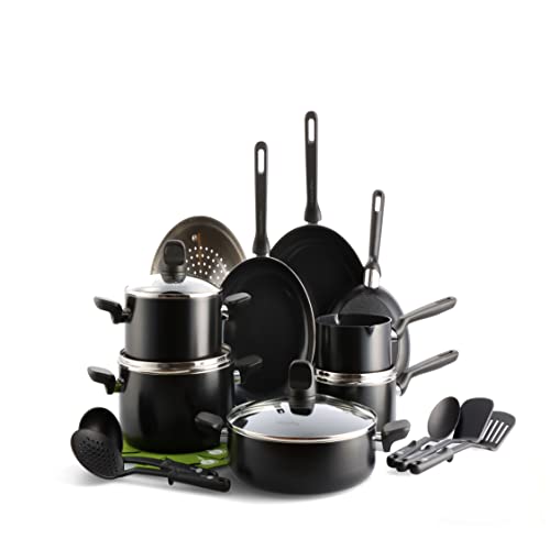 GreenPan Memphis Lot de 20 casseroles et poêles en céramique antiadhésives, sans PFAS, à induction, passe au lave-vaisselle, au four, noir