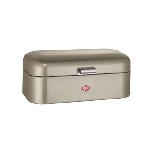 Wesco Grandy Brotkasten in der Farbe neusilber, pulverbeschichtetes Stahlblech, Lüftungslöcher und stabiler Handgriff