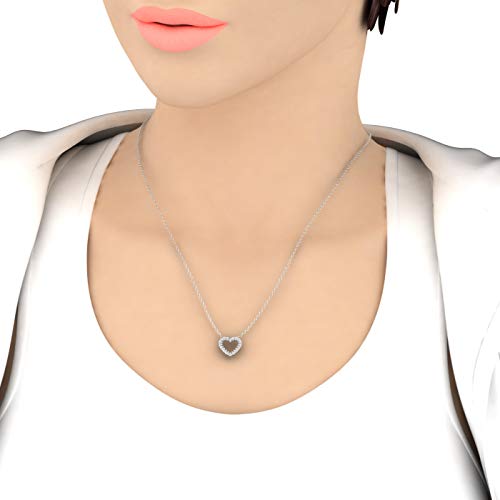 FINEROCK 1/4 Carat Diamond Heart Pendant Necklace in 925 Sterling Silver or in 18K Yellow Gold over Sterling Silver3