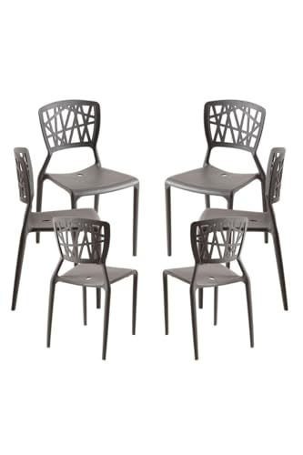 Regalos Miguel - Packs Sillas Jardín - Pack 6 Sillas Delta - Gris Oscuro