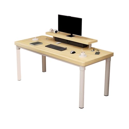 パソコンデスク,学習机,デスク,デスクトップの棚のデザイン、コンピューターの高さを上げるラックも棚であり、さまざまなシナリオに適しています。(Beige A,80*60*75cm/31.5*23.6*29.5in)