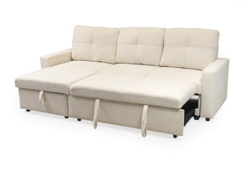 Sofá de 3 plazas moderno beige idóneo para salones pequeños y visitas 5