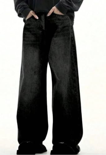 Image of Men's Black Wide Leg Baggy Denim Jeans