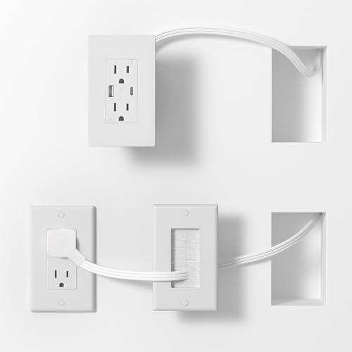 in Wall Cable Management Kit Recessed Outlet Box for Wall Mount TV Recessed Power Box with AC/USB-C/USB-A Ports & 9.8ft Extender for Unreachable Outlets Hide TV Cords & Cables