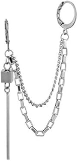 Threader Bar Tassel Chain Cuff Wrap Clip On Small Hoop Long Dangle Drop Earrings for Men Women Cartilage Two Holes Personalized Fashion Punk Climber Crawler Hip Hop Rock Kpop Gothic Pierciing Gifts