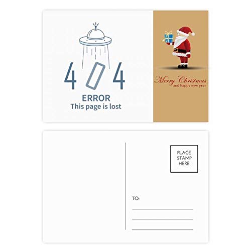 Cartes postales Noël Erreur 404 lot de 20 en carton rigide pour écriture fluide