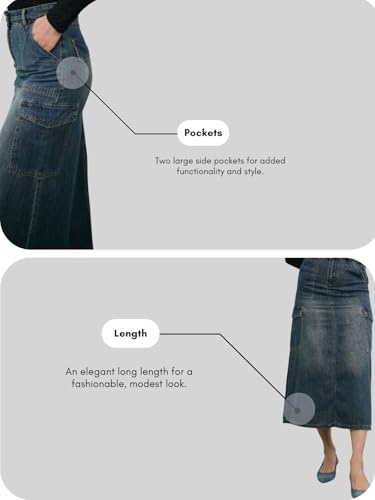 Image of GRECIILOOKS Women's High Waist Denim Skirt with Front Slit - Long Maxi Jean Skirt Casual Fashion - Stylish Denim Skirts for Women