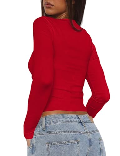 Image of FAIMILORY Women's Trendy Holiday Long Sleeve Sweetheart Neck Going Out Crop Tops Cute y2k T Shirts Slim Fitted Corset