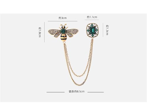 Bee Crystal Rhinestone Tassel Chain Brooch Collar Pin for Wedding Tie, Hat, and Scarf - Vintage Emerald Badge - Jewelry for Men and Women - Image 6
