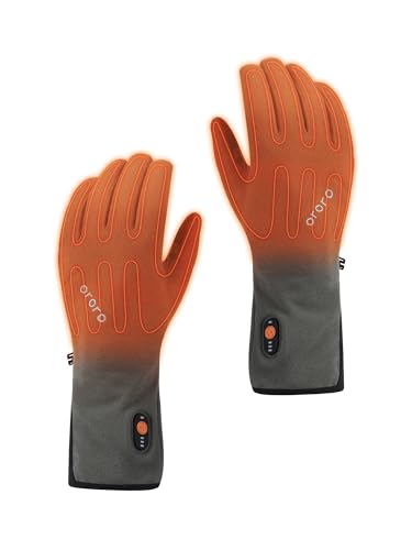 ORORO [Upgraded Battery] Unisex Heated Gloves Liner Lightweight Dralon Liner Gloves for Men and Women (Grey S)