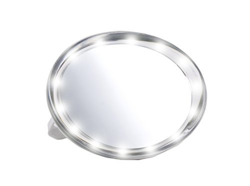 Britta Products 7" Oval LED Lighting Suction Mount Mirror - 5X Magnifying Vanity Makeup Mirror with 3-Point Super Suction, Battery Operated LED Lighting