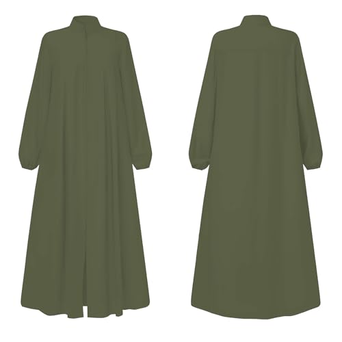 Image of Womens Abaya Muslim Long Sleeve Front Zipper Dress Prayer Islamic Clothes with Pockets