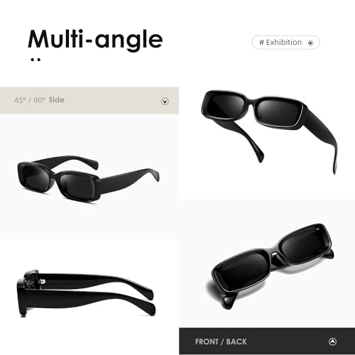 kimorn Retro Rectangle Sunglasses for Women Men Thick Frame Sun Glasses UV Protection Shades K17034