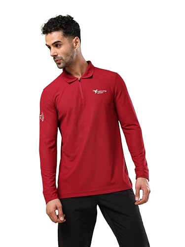 Image of TECHNOSPORT Men's Slim Fit Full Sleeve Polo T-Shirt with Collar, MATPIQ Quick Dry Moisture Wicking Polo Tee for Gym Sports Golf and Casual Wear