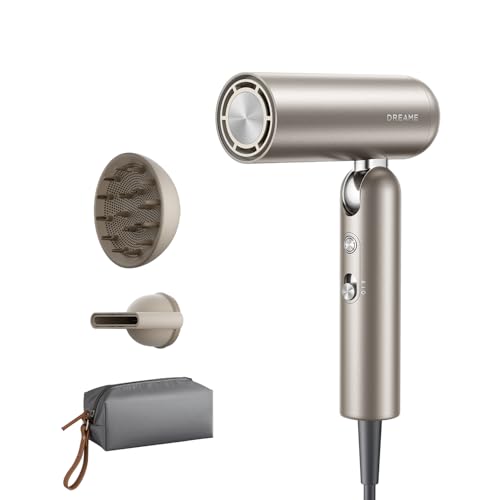 DREAME Pocket Hair Dryer (2026) – Foldable, Ultra Lightweight Blow Dryer, 110,000 RPM Fast Drying, 300M Negative Ions, Low Noise, 2 Snap-on Magnetic Attachments, Compact Travel Hair Dryer fo