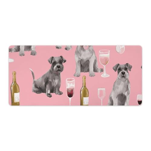 Tapis de souris de jeu Schnauzer LED imperméable grand tapis d'écriture