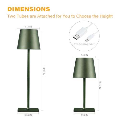 Image of CHLORANTHUS 2 Pack Cordless Table Lamps, 3 Colors Stepless Dimming, 5000mAh Rechargeable Battery LED Desk Lamp for Bedroom /Couple Dinner /Desk /Cafe /Dining Room /Terrace