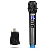  Depusheng W3 USB Wireless Microphone with Echo, Treble, Bass and 98 Foot Range, Portable Dynamic UHF Handheld Microphone for Parties, Talking, Online Teaching, Outdoor Activities