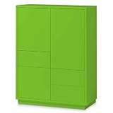 AILEENSTORE Highboard-Kommode Eyecatcher - Sideboard Anrichte mit Push-To-Open System, 3 Schubkästen und 3 Türen - Wohnzimmer-Möbel - Farbe: Grün