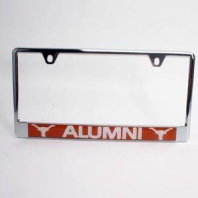 Texas Longhorns Alumni Metal License Plate Frame W/Domed Insert - Orange Background